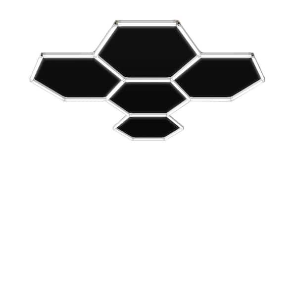 BIBIVIS 25-Pack 1.5 ft. 220-Watt White Hexagon LED Garage Light with Rectangle Frame 6500K Super Bright Ceiling Shop Lights