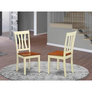 Buttermilk and Cherry Wooden Seat Slat Back Dining Chair (Set of 2)