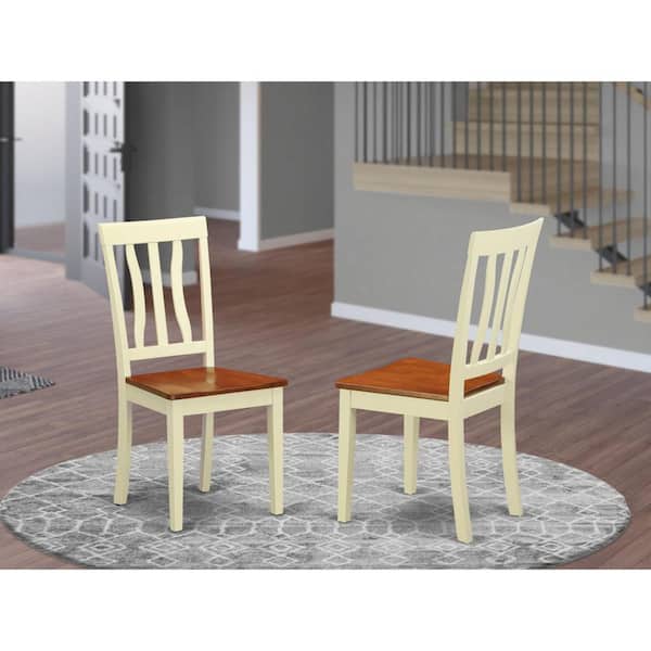 HOME IMPORTS EMPORIUM Buttermilk and Cherry Wooden Seat Slat Back Dining Chair (Set of 2)
