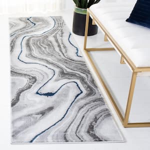Craft Gray/Blue 2 ft. x 10 ft. Marbled Abstract Runner Rug