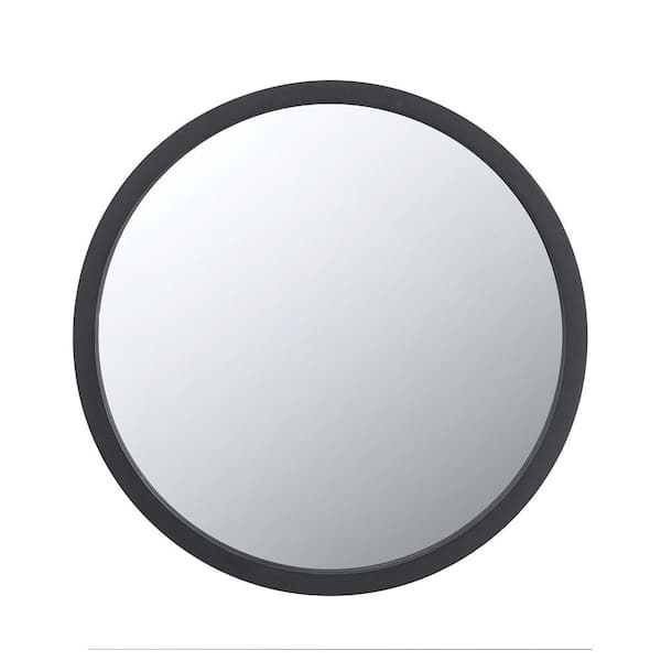 Unbranded 20 in. W x 20 in. H Round Wood Framed Wall Mount Modern Decorative Bathroom Vanity Mirror