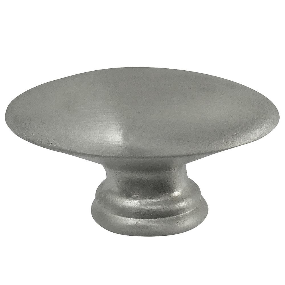 Satin Pewter Oval Knob with Mounting Hardware, 1.5-Inch