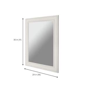 Medium Traditional Bright White Framed Mirror (24 in. W 30 in. H)