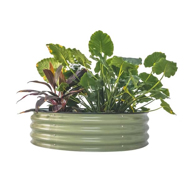 vego garden 11 in. Tall 42 in. Wide Olive Green Round Metal Raised Garden Bed Kit