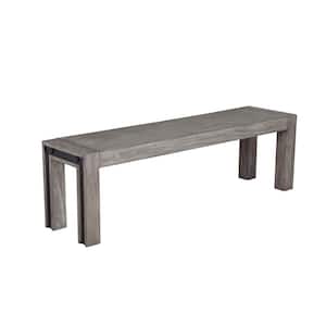 Fallon Grey and Black Dining Bench with Solid Wood 59 in. W