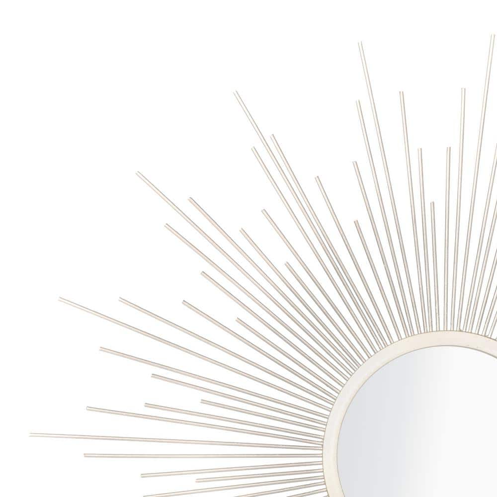 Champagne Round Sunburst Mirror with Radiant Lines