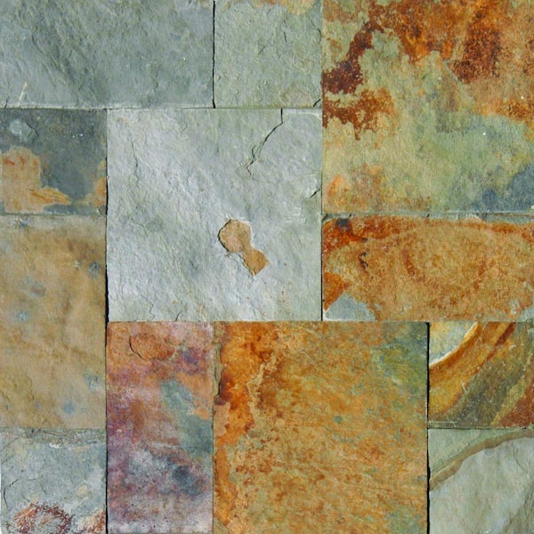 MSI Take Home Tile Sample-Three Rivers Gold 4 in. x 4 in. Textured Slate Stone Look Floor and Wall Tile