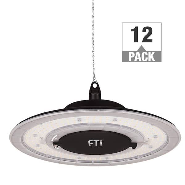 ETi 12 in. Round 500-Watt Equivalent 12,000 Lumens Ultra Lightweight Black Integrated LED High Bay Light 120-277v (12-Pack)