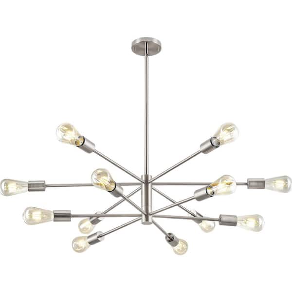 Merra 12-Light Nickel Modern Sputnik Chandelier for Dining Room