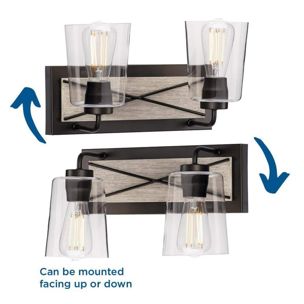 Briarwood Bronze and Black 2-Light Bath Wall Fixture