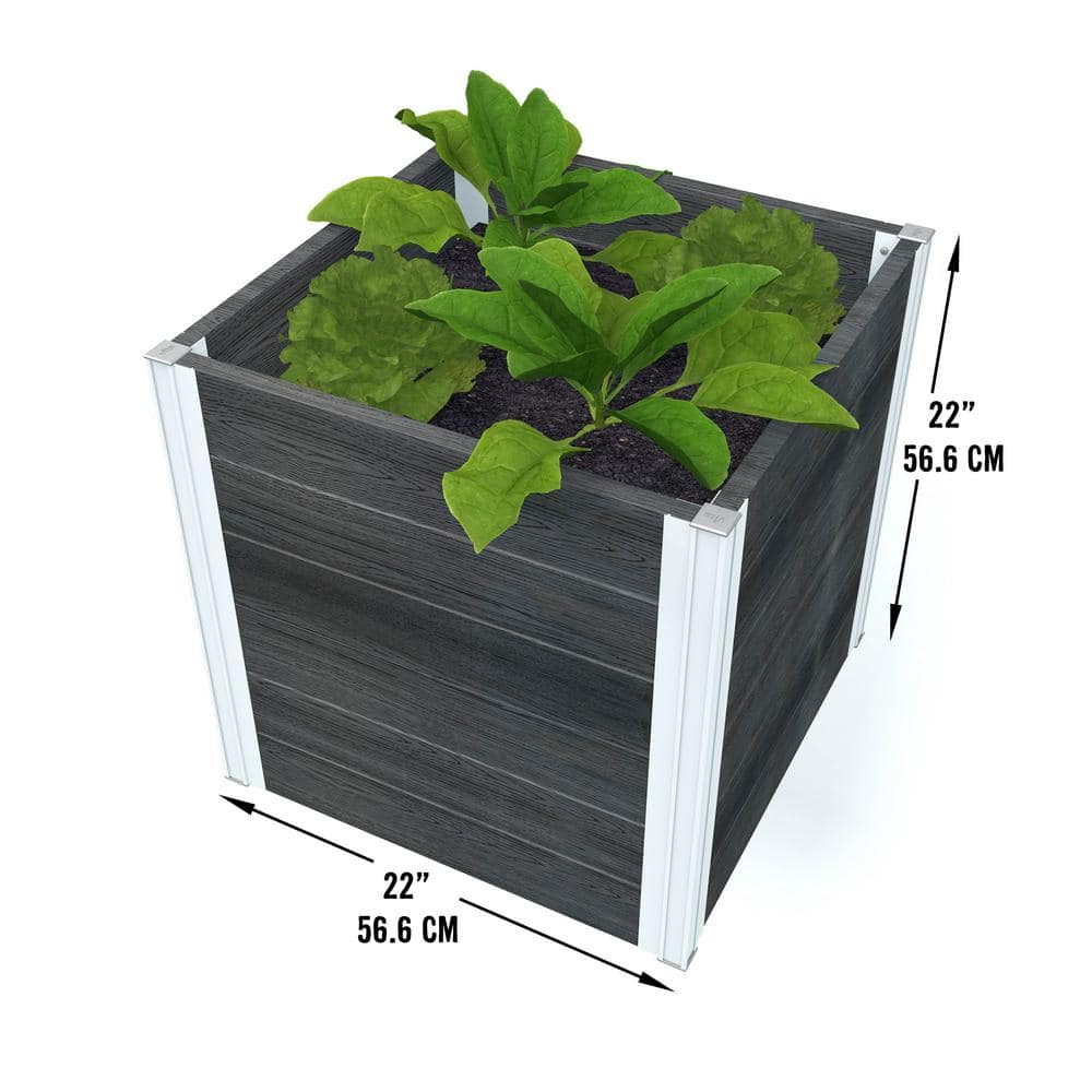 Urbana 22" Slate Gray Vinyl Cube Planter