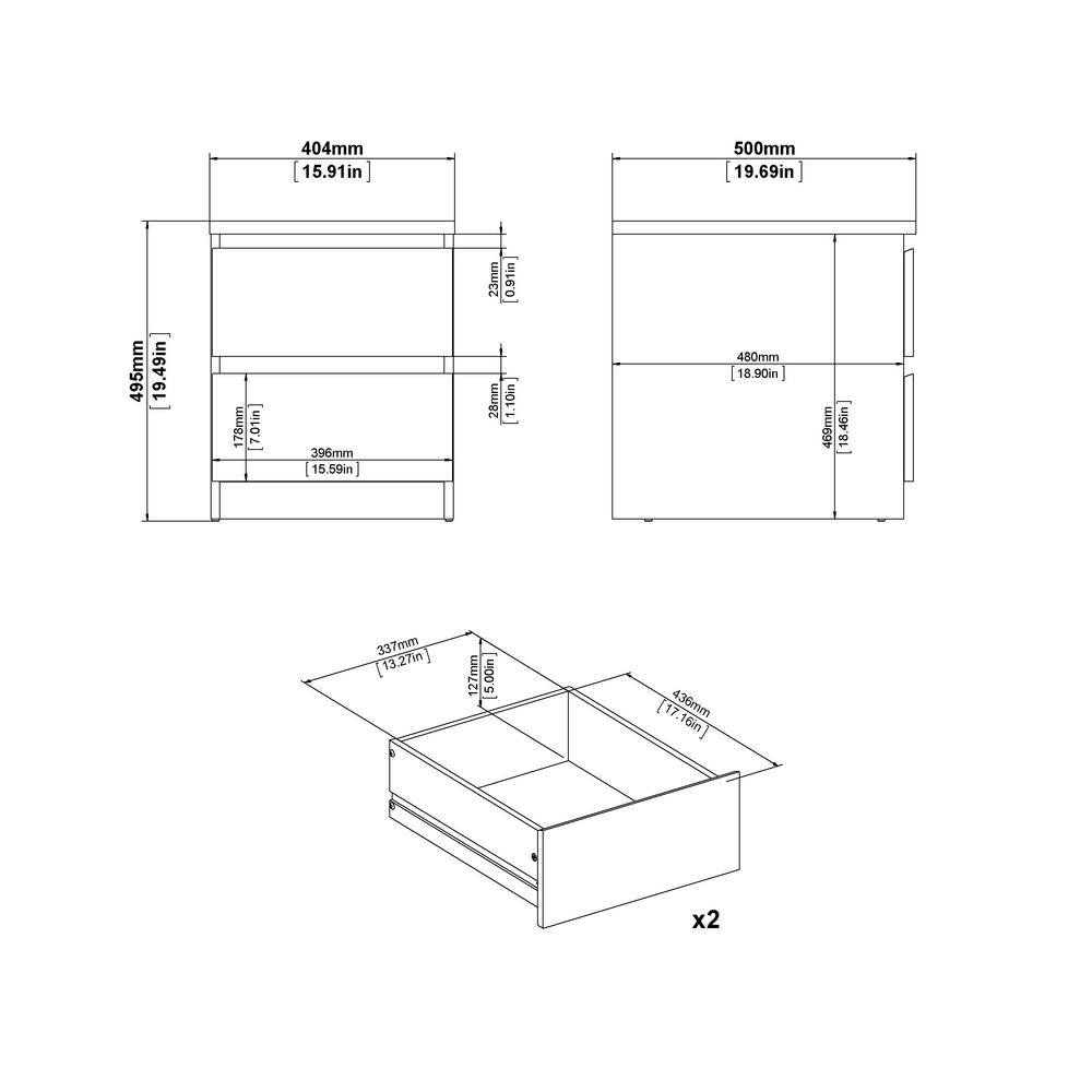 Truffle Oak 2-Drawer Modern Nightstand