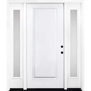 60 in. x 80 in. Element Series 1-Panel LHIS Primed White Steel Prehung Front Door w/ Double 10 in. Rain Glass Sidelites