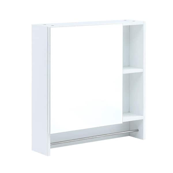 21.6 in. W x 22 in. H Rectangular White Surface Mount Medicine Cabinet with Mirror Towel Bar Easy Installation