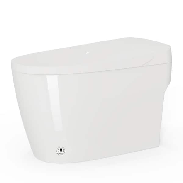 Simple Project 1-piece 1.28 GPF Single Flush Tankless Elongated Smart Toilet in White, Auto Flush, Heated Seat