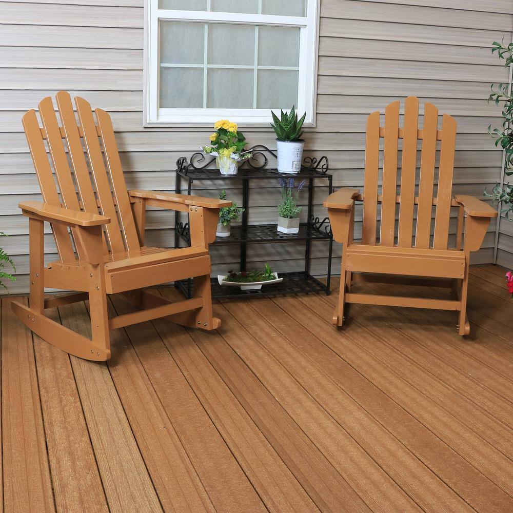 Light Brown Fir Wood Adirondack Rocking Chair with Cedar Finish