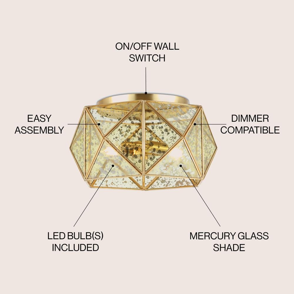 Violet 12.5" Gold Glass LED Flush Mount Light