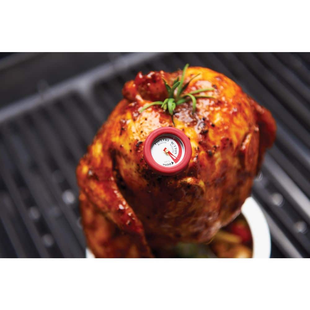 Mini Black and Red Analog Meat Thermometers with Silicone Bezels, 4-Pack