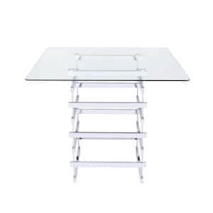 Nadie Clear Glass and Chrome Counter Height Table