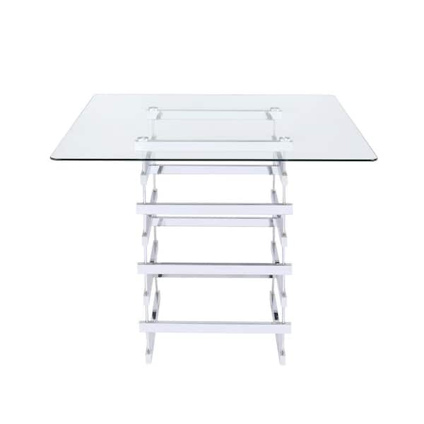 Acme Furniture Nadie Clear Glass and Chrome Counter Height Table