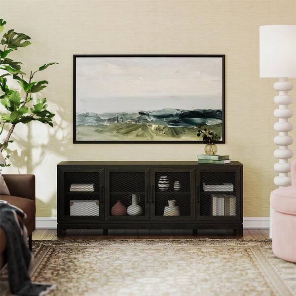 Sunnydaze Decor Modern/Contemporary Black Tv Cabinet (Accommodates TVs up to 55-in)