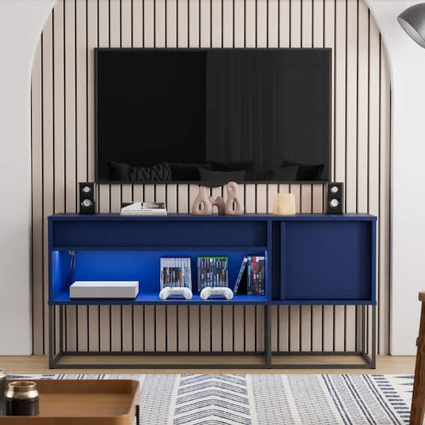 Furniture of America Yazda Indigo Tv Stand Fits TV's Upto 65 in. With LED Lights