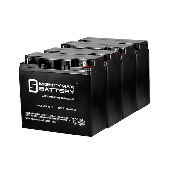 MIGHTY MAX BATTERY 12-Volt 18 Ah SLA (Sealed Lead Acid) AGM Type Medical Mobility Replacement Battery (4-Pack)