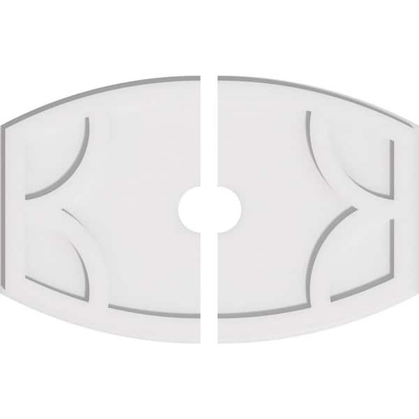 Ekena Millwork 26 in. W x 17-3/8 in. H x 3 in. ID x 1 in. P Kailey Architectural Grade PVC Contemporary Ceiling Medallion (2-Piece)