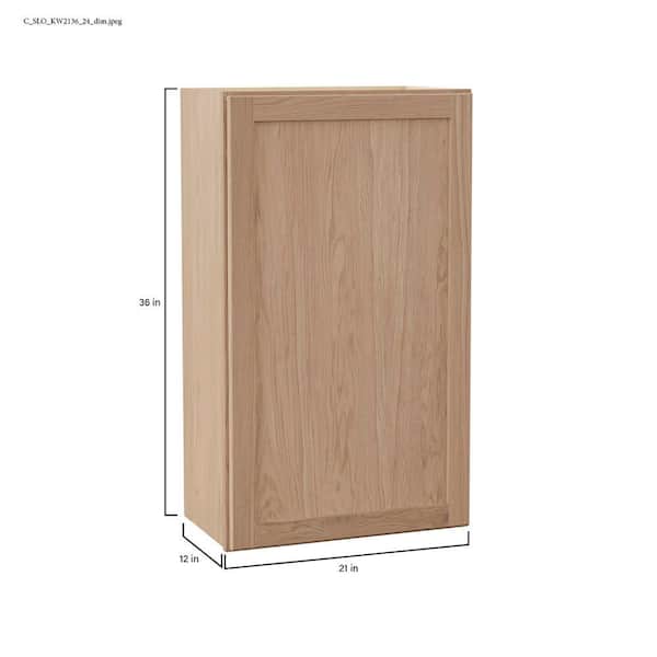 Hampton Bay Sinclair 21 in. W x 12 in. D x 36 in. H Assembled Wall Kitchen cabinet in Shaker Light Oak KW2136 SLO The Home Depot