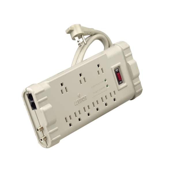 Leviton 15 Amp Office Grade Surge Protected 9-Outlet Power Strip, 2020 Joules, On/Off Switch, 6 Foot Cord, Beige S2000-PS