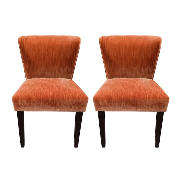 Homy Casa Cambodia Orange Upholstered Solid Wood Dining Chair(Set of 2)