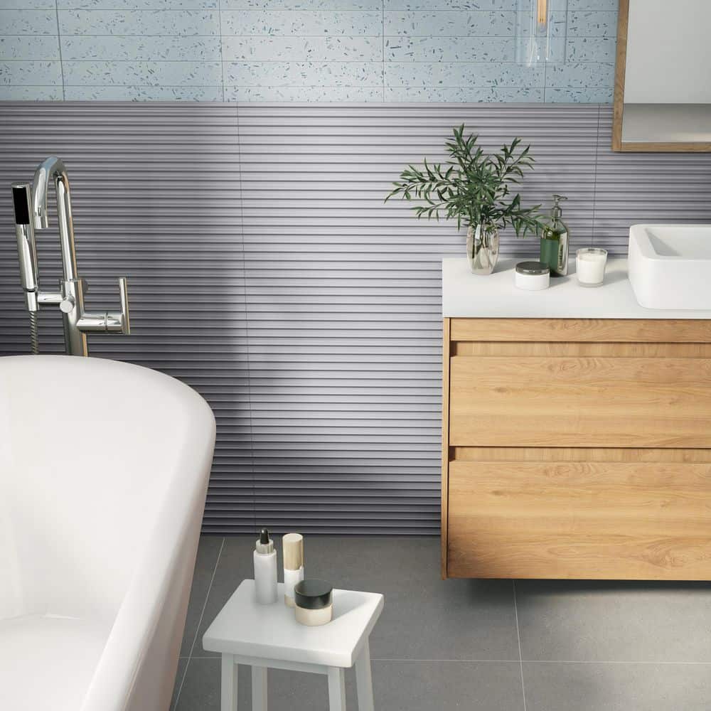 Turbine 12" x 36" Matte Gray Ceramic Wall Tile