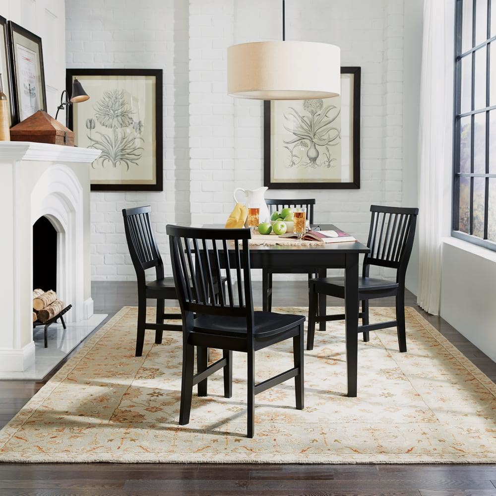 Black High Ladderback Solid Wood Side Chair Set
