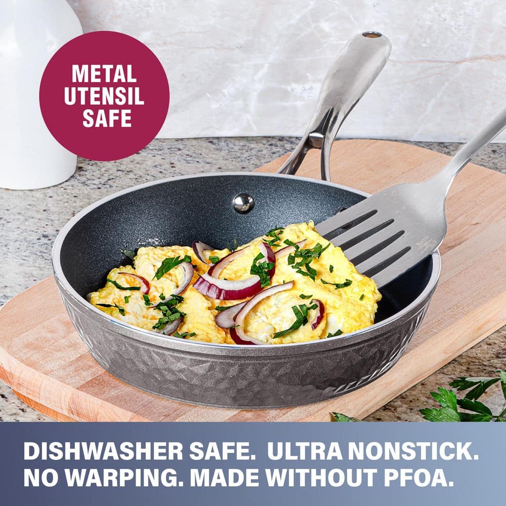 Black Hammered Aluminum Nonstick 10-Piece Cookware Set
