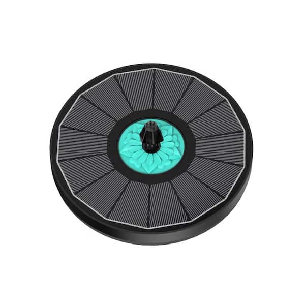 Upgrade Cyan Flower Solar Water Feature Fountain Pump Black Bird Bath with 7 Nozzles for Hummingbirds Garden Pool