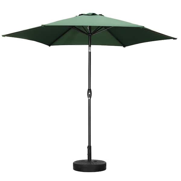 OVASTLKUY 9 ft. Market Patio Outdoor Umbrella with Crank in Green with Base