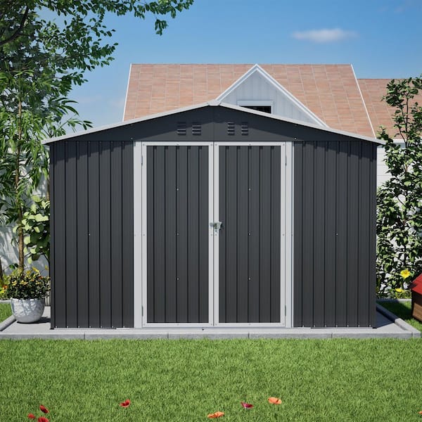 VAMOP 10 ft. W x 10 ft. D Metal Shed with Heavy-Duty Lockable