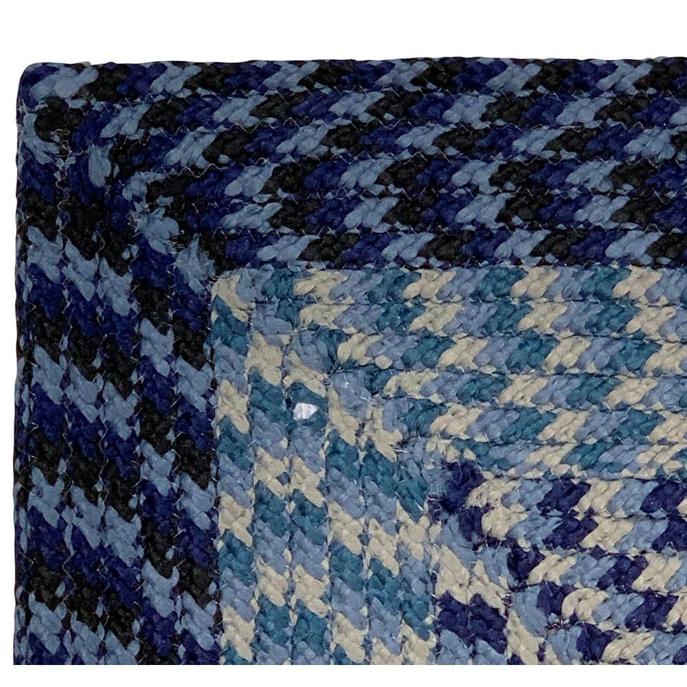 Navy Stripe Braided Reversible Polypropylene L-Shape Area Rug