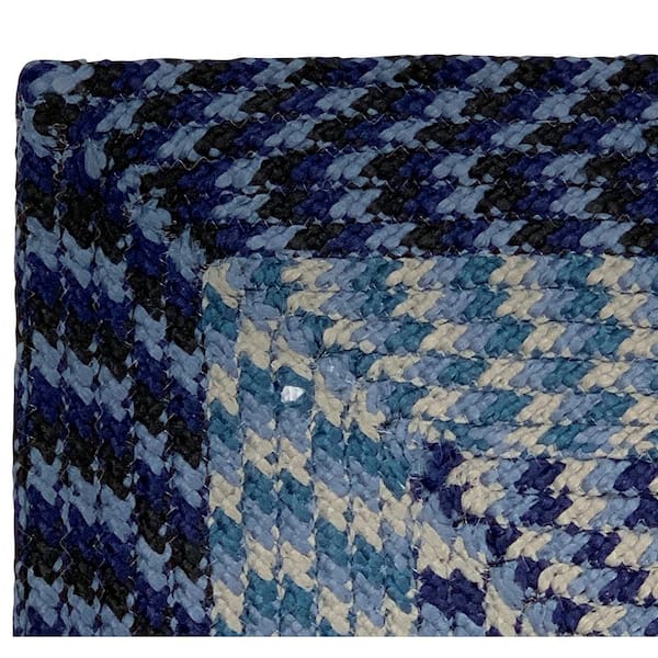 Alpine Braid Collection Navy Stripe 24" x 48" x 48" L-Shape 100% Polypropylene Reversible Indoor Area Rug