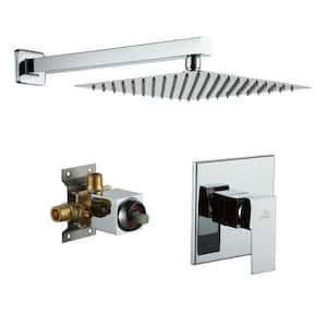 1-Spray Pattern 10 in. with 1.8 GPM Wall Mount Square Fixed Shower Head in Chrome Polished