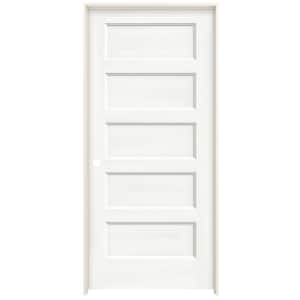 36 in. x 80 in. Conmore White Paint Smooth Solid Core Molded Composite Single Prehung Interior Door