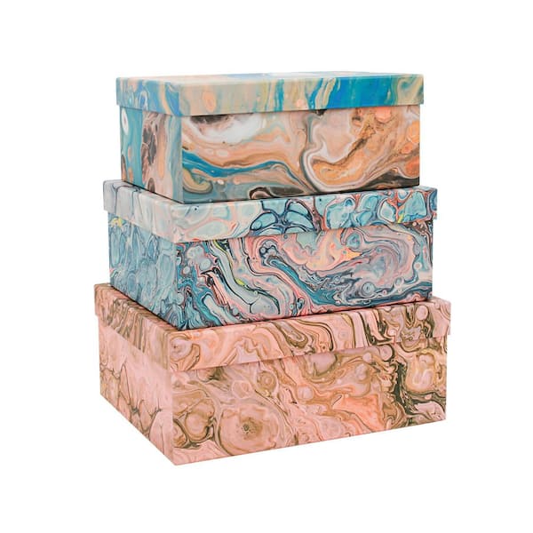 2-Piece White 10.5 in. and 8.3 in. Composite Decorative Book Boxes