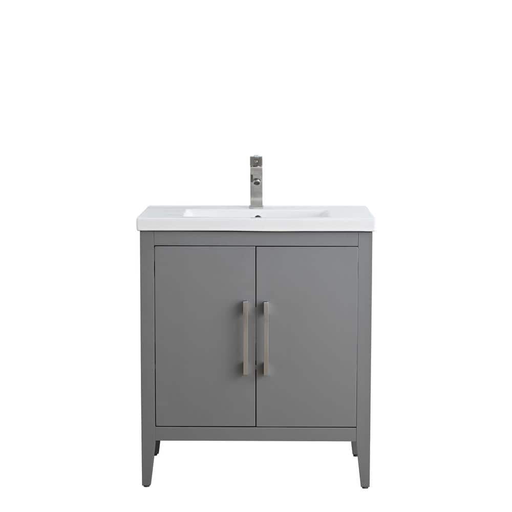30" Cashmere Gray Single Bathroom Vanity Set with Ceramic Top