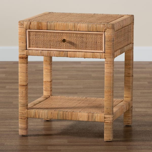 bali & pari Adelia Natural Rattan 1-Drawer Nightstand
