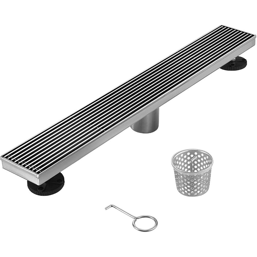 24 in. Linear Stainless Steel Shower Drain - Bar Pattern