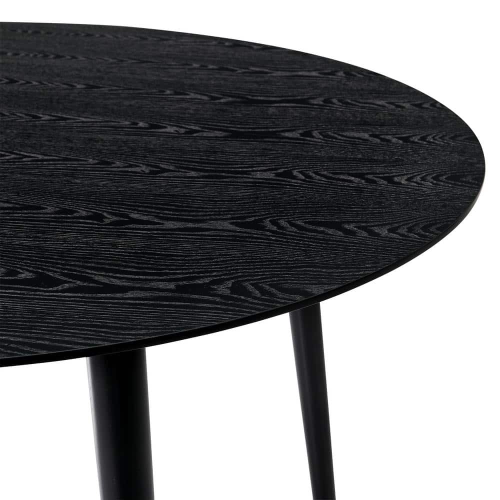 Arcadia 42" Round Black Wood Mid-century Modern Dining Table
