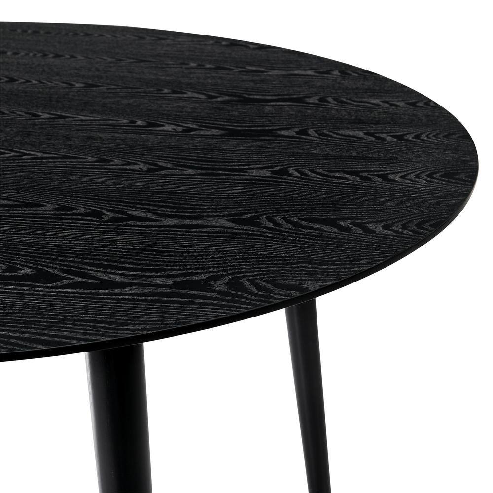 Scandinavian Modern 48" Black Wood Round Dining Table