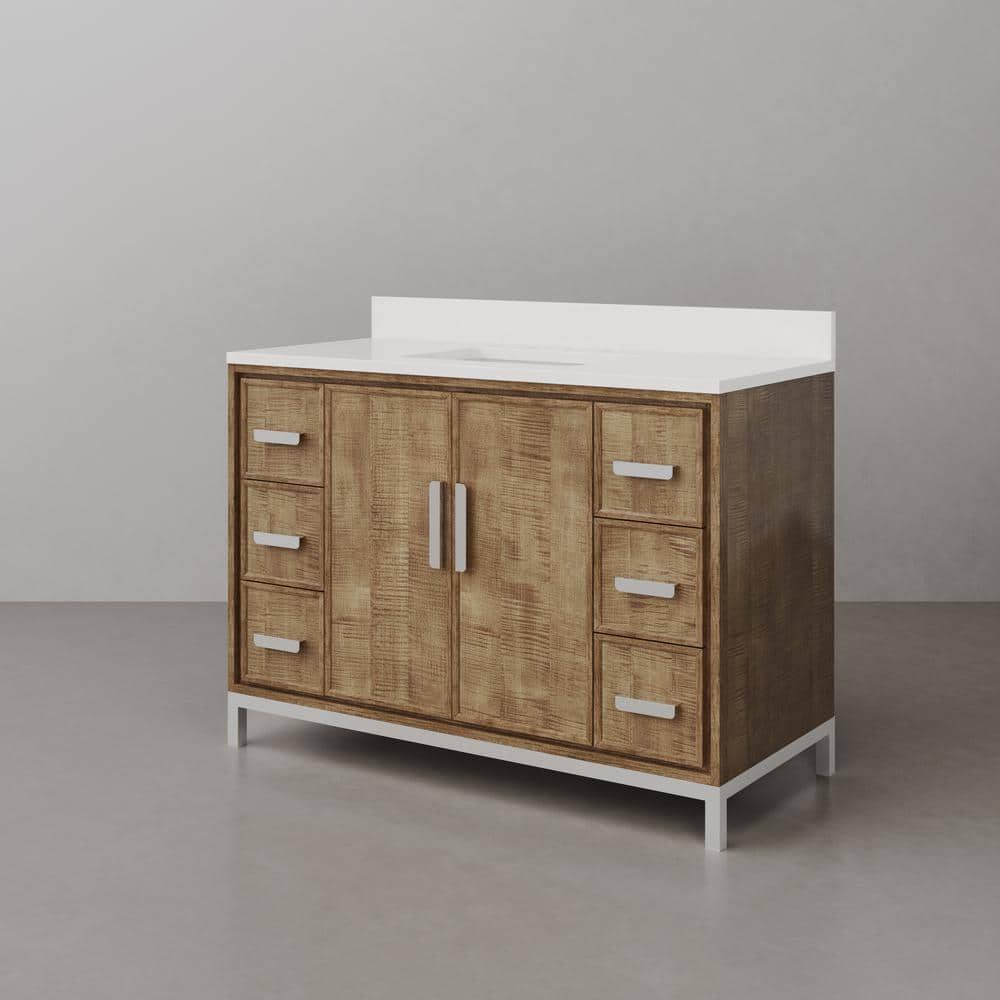 Westin 48" Lustrous Walnut Freestanding Single Bathroom Vanity with Quartz Top