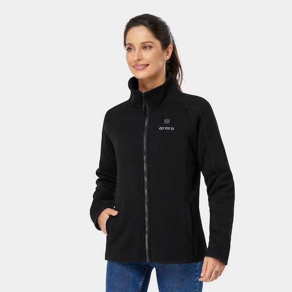 ORORO Women's Small Black 7.2-Volt Lithium-Ion Heated Fleece Jacket with  (one) 5.2Ah Battery and Charger 2201-07A-0103 - The Home Depot