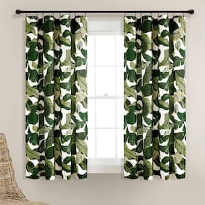Tropical Paradise Window Curtain Panels Green 52X63 Set